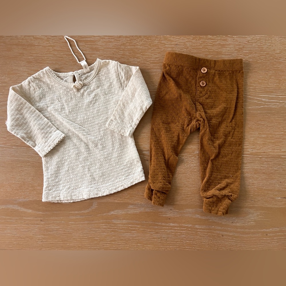 Quincy Mae 3-6 months baby outfit pointelle neutral baby